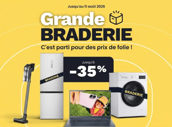 🎊 Grande Braderie chez Boulanger Lille Esquermoise — jusqu'à -35% jusqu'au 11 août 2026 !