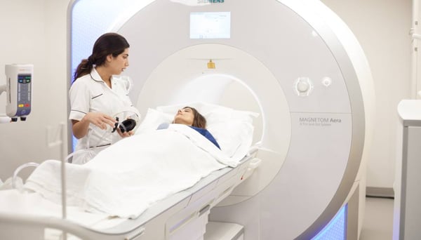Patient having a CT scan