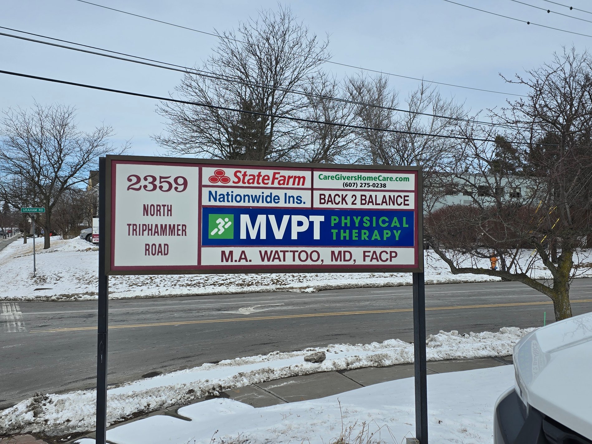 Ithaca NY MVPT sign on street.