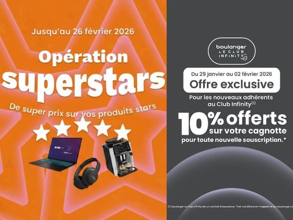 Opération Superstars : 10% offerts sur votre cagnotte pour toute nouvelle adhésion au Club Infinity
