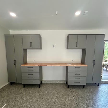 Grey garage workspace storage
