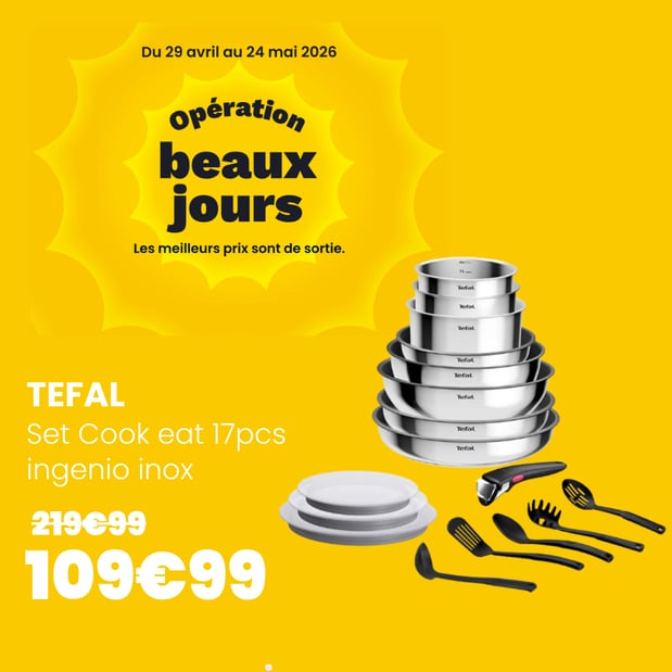 Batterie de cuisine TEFAL Cook Eat 17pcs Ingenio Inox