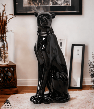Panther sitzend mit Glitzer Halsband. In Farbe schwarz. Höhe: 60cm  • sofort verfügbar