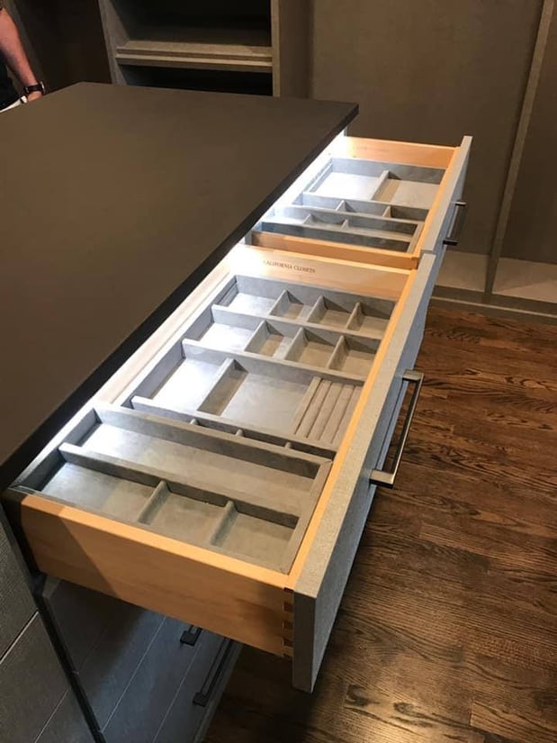 Jewelry drawer solution with custom lighting