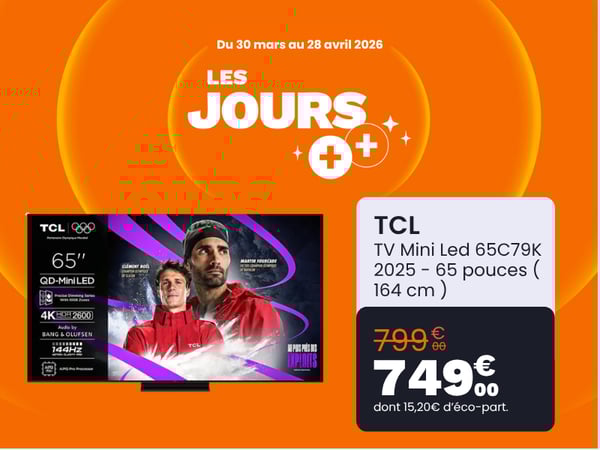 TV Mini Led TCL 65C79K 2025 - 65 pouces ( 164 cm )
, offre, promo, jours ++