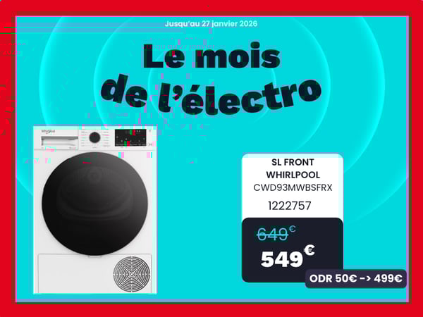 Sèche linge pompe à chaleur WHIRLPOOL CWD93MWBSFRX