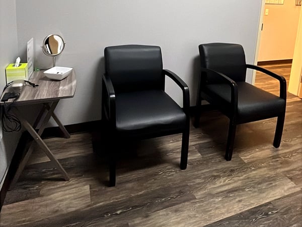 Interior photo of the seating area for the AudioNova hearing clinic in Leesburg, FL on Highway 27