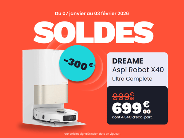 Robot Aspirateur Laveur DREAME X40 Ultra Complete blanc pour 699€