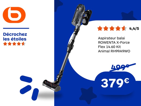 Aspirateur balai ROWENTA X-Force Flex 14.60 Kit Animal RH99A9WO Réf. 1183975