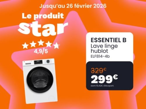Lave‑linge hublot EssentielB ELF814‑4b chez Boulanger Vendenheim Reichstett