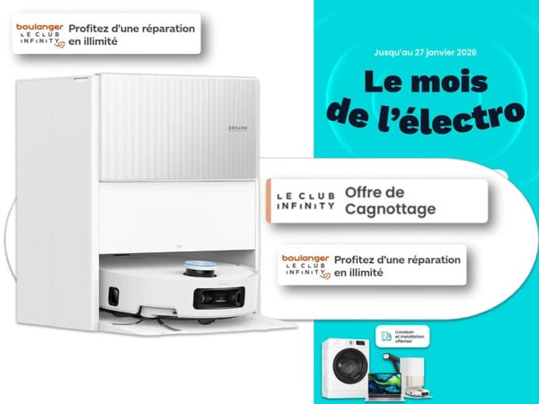 Découvrez l'aspirateur robot laveur Dreame Aqua 10 à Châteauroux  ! Profitez de l'offre de cagnottage pour acquérir cet aspirateur robot laveur Dreame Aqua 10 à Boulanger Châteauroux