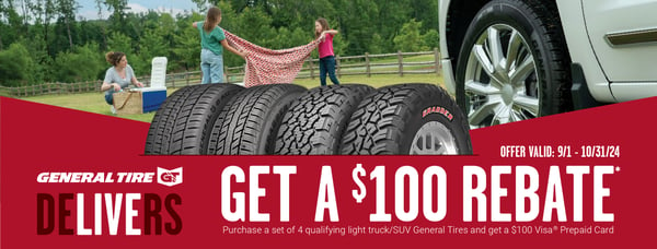 Get a $100 Rebate on General tires.