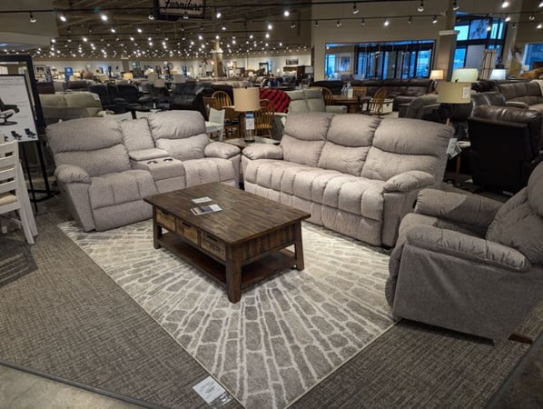 Amery Slumberland Furniture sofa, loveseat, chair, and coffee table
