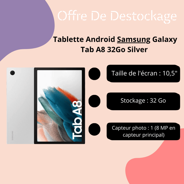 La Tablette Android Samsung Galaxy Tab A8 32Go Silver de votre magasin Boulanger Persan-Chambly.