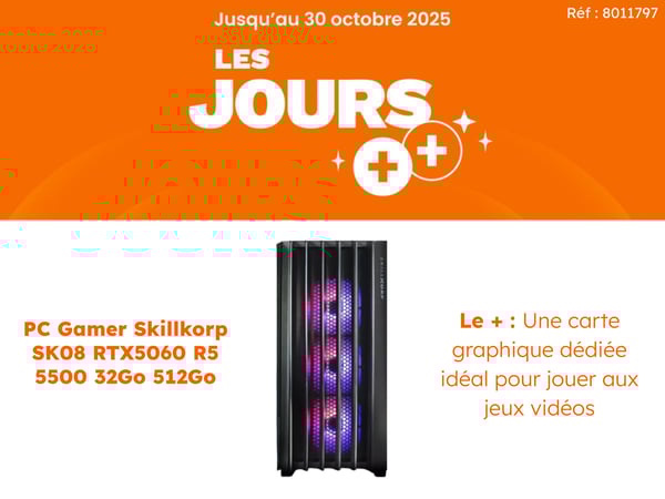 PC Gamer SKILLKORP SK08 RTX5060 R5 5500 32Go 512Go