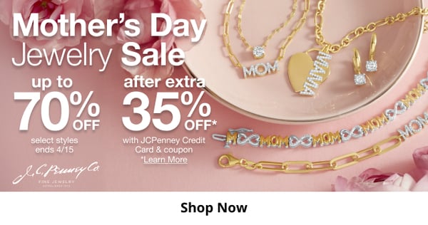 Save up to 70% off on mother's day jewelry at JCPenney