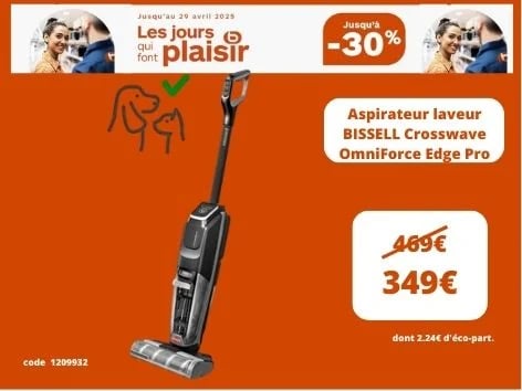 Aspirateur laveur BISSELL Crosswave OmniForce Edge Pro 4000N chez BOULANGER Perpignan