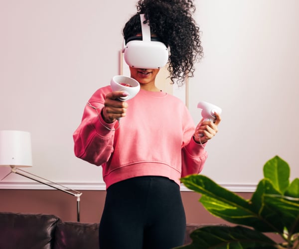Woman playing on VR headset