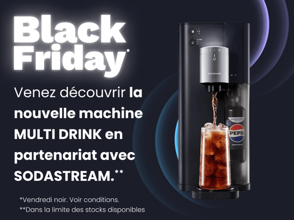 Black Friday, vendredi noir, promo, test, animation, eau pétillante, sodastream