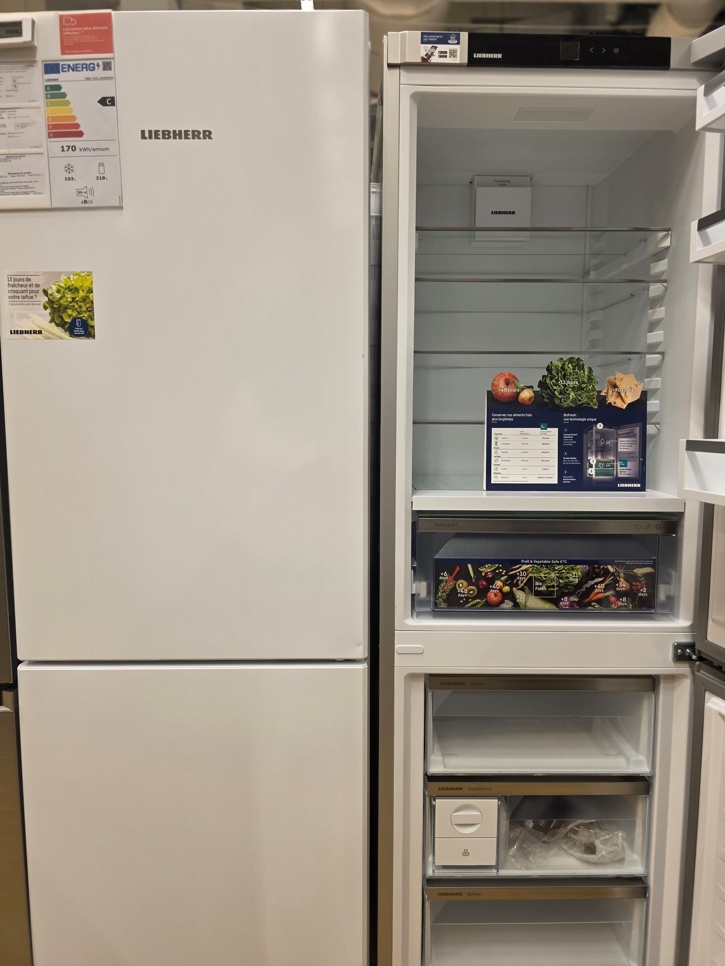 Modèles réfrigérateurs Liebherr chez Boulanger La Valentine.