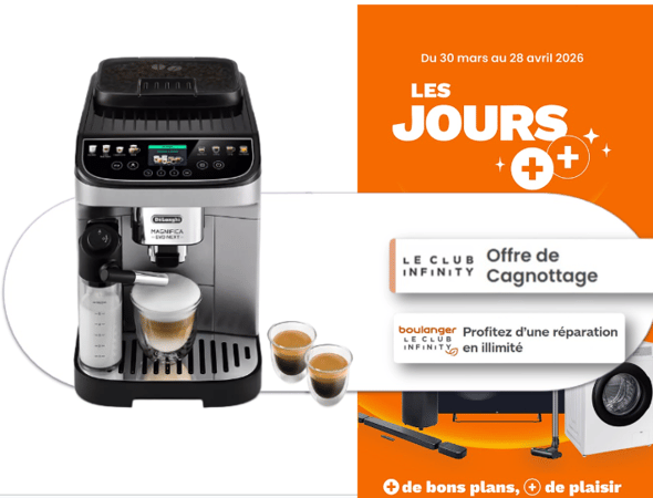 à l'occasion des jours ++ rendez vous dans  votre magasin Boulanger Saint Pierre des Corps et venez profitez d'offres exceptionnelles sur les broyeur delonghi et autres marques