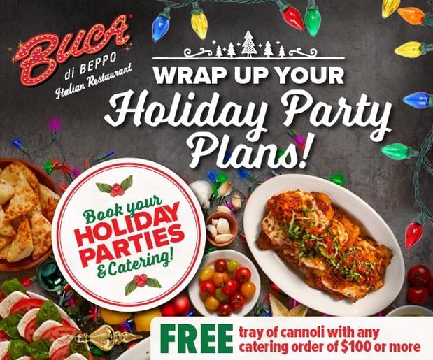 Italian Restaurant Catering Buca Di Beppo Eden Prairie Italian Restaurant At 7711 Mitchell Rd Eden Prairie Mn Buca Holiday Parties Catering Cannoli Tray Image