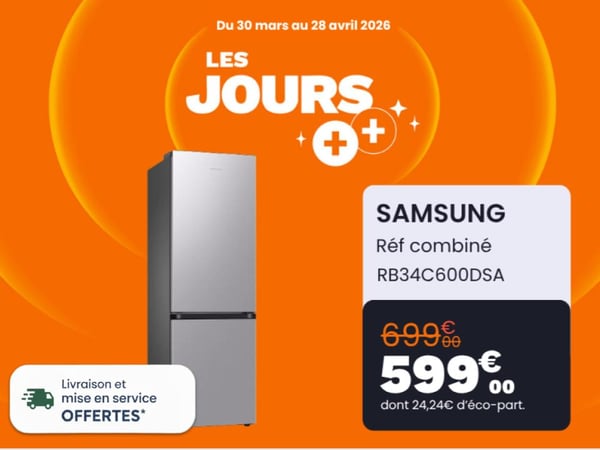 Faites le plein de fraîcheur avec nos offres spéciales sur les réfrigérateurs pendant les Jours +++ chez Boulanger Bordeaux Mérignac. Super offre sur le réfrigérateur SAMSUNG rb34c600dsa à 599€ au lieu de 699€.