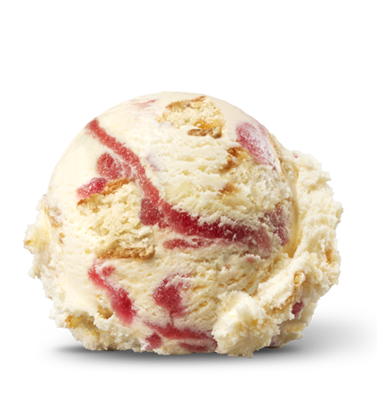 Ice cream scoop of Strawberry Tres Leches flavor