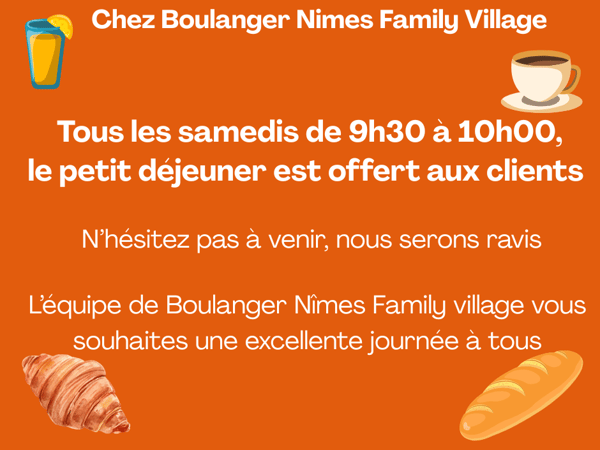 déjeuner offert boulanger tout les jours café croissant