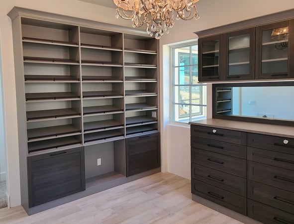 Custom built two tone walk in closet