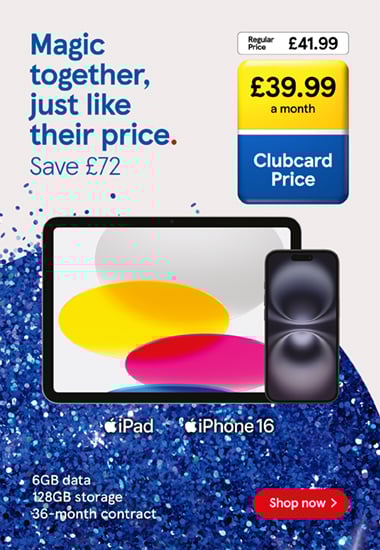 Save on iPhone bundles with Clubcard Prices at Tesco Mobile, Shop now