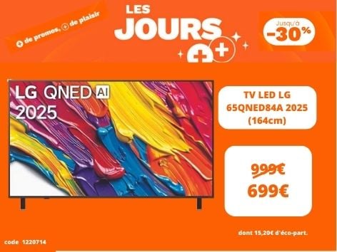 découvrez la TV LED LG 65QNED84A 2025 (164cm) dans votre magasin Boulanger Boulogne-Sur-Mer