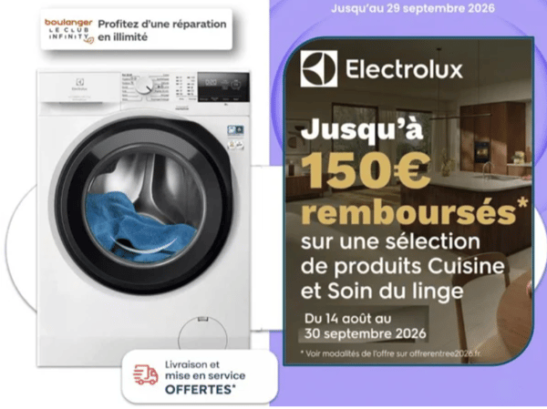 Besoin d'un lave linge Electrolux à Poitiers ? Profitez de la livraison et de la mise en service OFFERTES pour l'acquisition de votre machine à laver Electrolux par Boulanger Poitiers Sud
