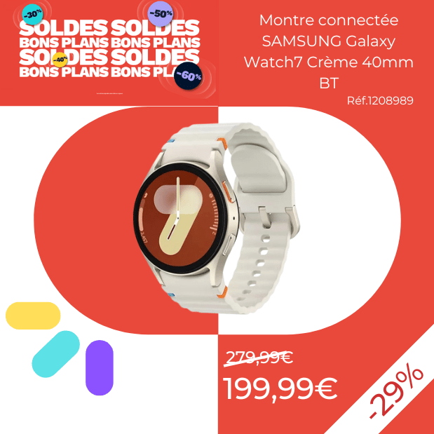 Montre connectée SAMSUNG Galaxy Watch7 Crème 40mm BT