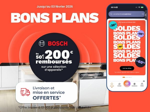 SOLDES D'HIVERS - Profitez de SOLDES sur du Gros Electroménager BOSCH - Livraison & mise en service OFFERTES en Gros Electro & en TV dès 399€