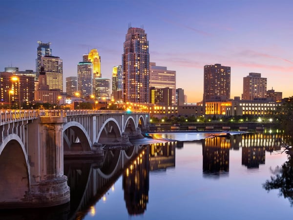 Minneapolis skyline view at night