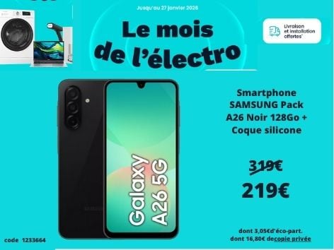 découvrez le Smartphone SAMSUNG Pack A26 Noir 128Go + Coque silicone dans votre magasin Boulanger Boulogne sur-Mer