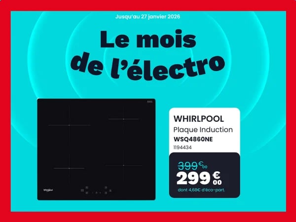 Plaque induction WHIRLPOOL WSQ4860NE