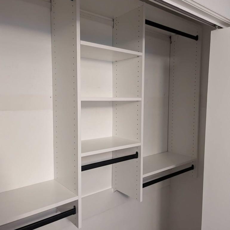Classic White with black accessories reach-in closet