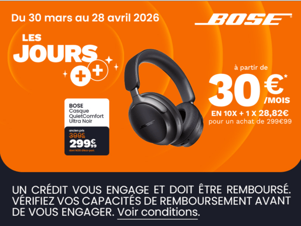 Casque Bose QuietComfort Ultra profitez des Jours + chez Boulanger Angoulême - Champniers