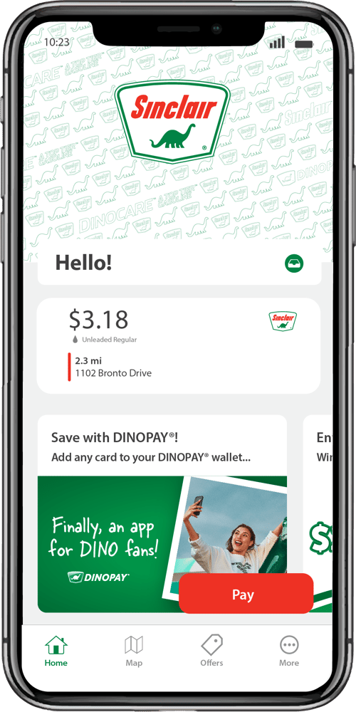 Photo of Phone showing DINOPAY app.