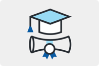 Icono de un sombrero de graduación con un diploma