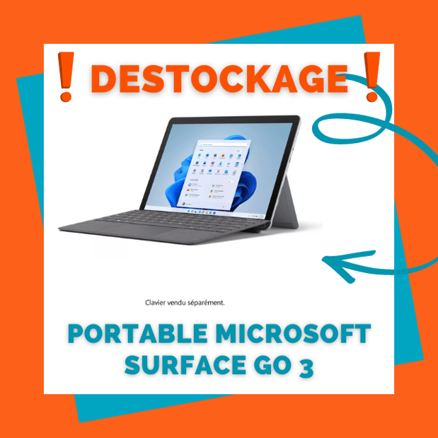 DESTOCKAGE Portable MICROSOFT Surface Go 3 10' Pentium / 4 / 64 Platine BOULANGER ORGEVAL