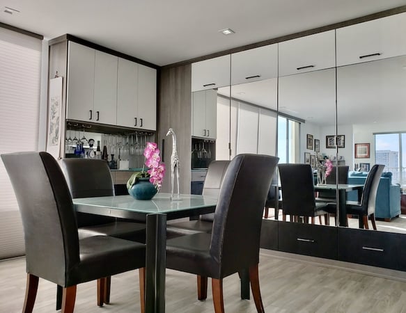 Dining Room Mirrored Storage