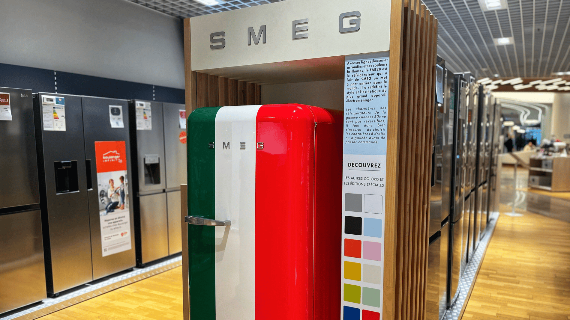 Réfrigérateur une porte Smeg edition limité chez Boulanger Nice Cap 3000