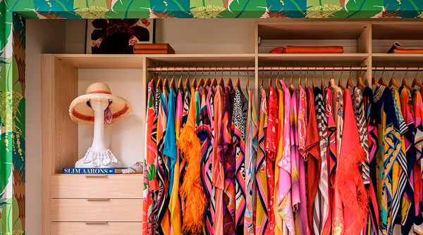 Closet, Colorful Clothing on Hangers