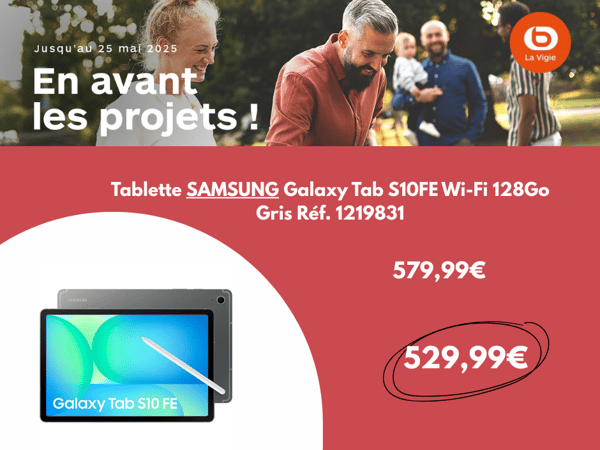 Tablette SAMSUNG Galaxy Tab S10FE Wi-Fi 128Go Gris Réf. 1219831