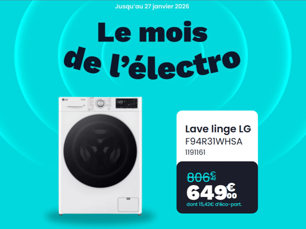 Offre de remise sur un lave linge LG.