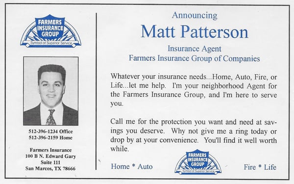 Matthew Patterson - Farmers Insurance Agent in San Marcos, TX