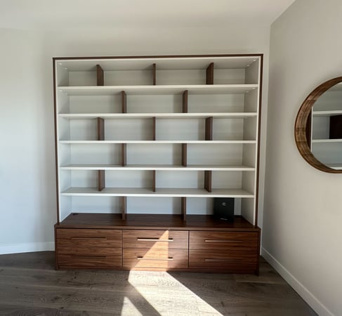 Ultra-Modern Wall Unit with floating shelves in Siena and White finish.